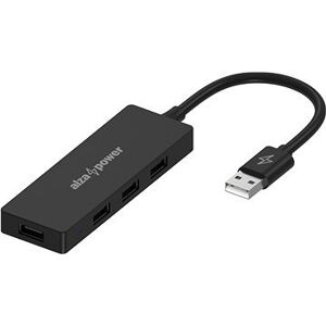 AlzaPower FlatCore USB-A (M) na 4× USB-A 2.0 (F) čierny