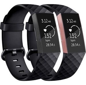 BStrap Silicone Diamond pro Fitbit Charge 3 / 4 black, velikost S