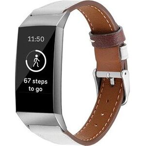BStrap Leather Italy pro Fitbit Charge 3 / 4 white, velikost S