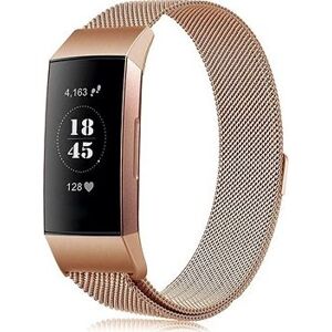 BStrap Milanese pro Fitbit Charge 3 / 4 rose gold, velikost L