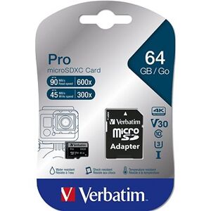 Verbatim MicroSDXC 64 GB Pro + SD adaptér