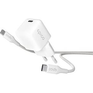 Epico 30 W GaN sieťová nabíjačka s 1.2 m USB-C káblom – biela