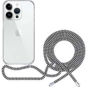 Spello Crossbody kryt so šnúrkou na iPhone 15 Pro – transparentný/čierno biela šnúrka