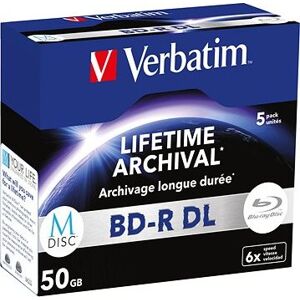 VERBATIM M-DISC BD-R DL 50GB, 6x, jewel case 5 ks