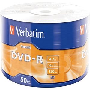 VERBATIM DVD-R DataLife 4,7 GB, 16×, wrap 50 ks