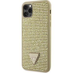 Guess Rhinestones Triangle Metal logo kryt pre iPhone 11 Pro Max Gold