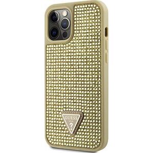 Guess Rhinestones Triangle Metal logo kryt pre iPhone 12 Pro Max Gold