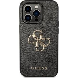 Guess PU 4G Metal Logo Zadný Kryt pre iPhone 15 Pro Grey