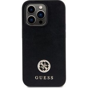 Guess PU 4G Strass Metal Logo Zadný Kryt pre iPhone 15 Pro Black