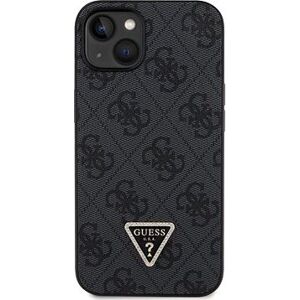 Guess PU 4G Strass Triangle Metal Logo Zadný Kryt pre iPhone 15 Black