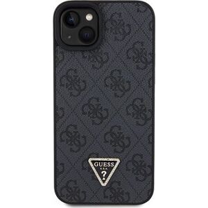 Guess PU 4G Strass Triangle Metal Logo Zadný Kryt pre iPhone 15 Plus Black
