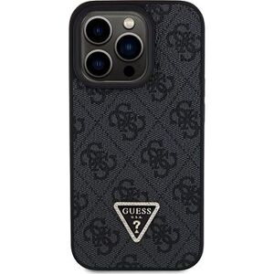 Guess PU 4G Strass Triangle Metal Logo Zadný Kryt pre iPhone 15 Pro Black
