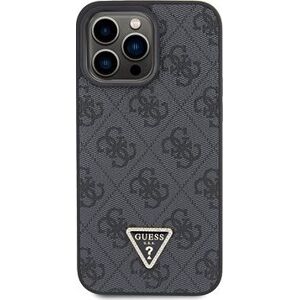 Guess PU 4G Strass Triangle Metal Logo Zadný Kryt pre iPhone 15 Pro Max Black