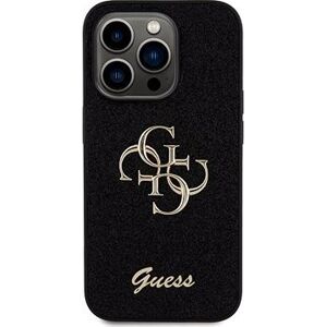 Guess PU Fixed Glitter 4G Metal Logo Zadný Kryt pre iPhone 15 Pro Black