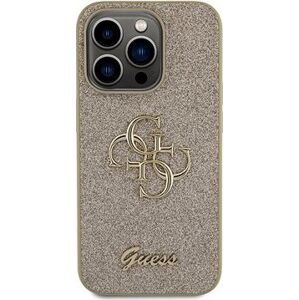 Guess PU Fixed Glitter 4G Metal Logo Zadný Kryt pre iPhone 15 Pro Gold