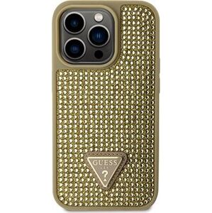 Guess Rhinestones Triangle Metal Logo Kryt pre iPhone 15 Pro Gold