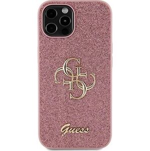 Guess PU Fixed Glitter 4G Metal Logo Zadný Kryt na iPhone 12/12 Pro Pink
