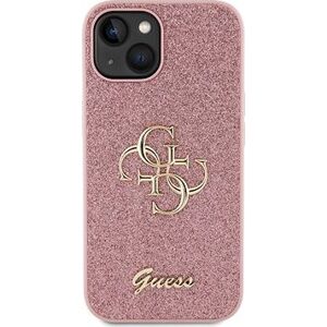 Guess PU Fixed Glitter 4G Metal Logo Zadný Kryt na iPhone 13 Pink