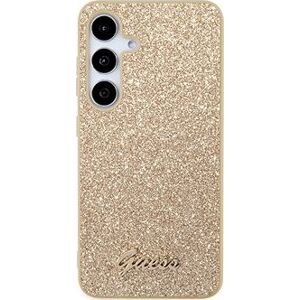 Guess PC/TPU Glitter Flakes Metal Logo Zadný Kryt na Samsung Galaxy S24 Gold