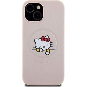 Hello Kitty PU Kitty Asleep Logo MagSafe Zadný Kryt na iPhone 15 Pink