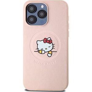 Hello Kitty PU Kitty Asleep Logo MagSafe Zadný Kryt na iPhone 15 Pro Max Pink