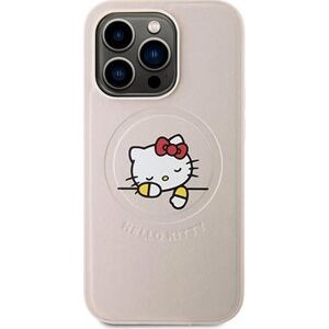 Hello Kitty PU Kitty Asleep Logo MagSafe Zadný Kryt na iPhone 15 Pro Pink