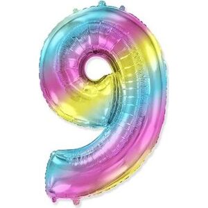 Balón fóliový číslica dúhová – rainbow – 102 cm – 9
