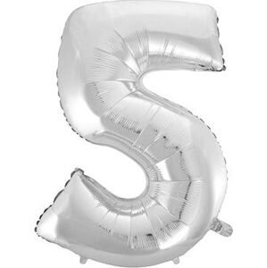 Balón fóliový číslica strieborná – silver 102 cm – 5