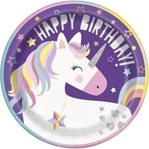 Talíře jednorožec – unicorn – happy birthday – narodeniny – 8 ks – 22 cm