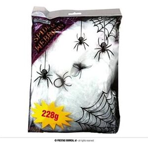 Pavučina biela 228 g + 4 pavúky – Halloween