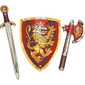 Liontouch Rytiersky set, červený – Meč, štít, sekera