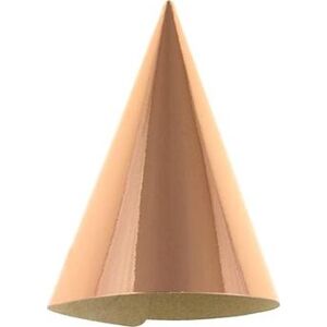 Papierové klobúčiky metalické ružovo-zlaté – rosegold – 6 ks – 16 cm