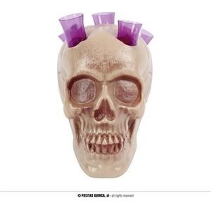 Dekorácia plastová lebka s panákmi – Halloween 20 cm