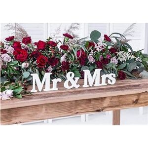 Drevený nápis "Mr & Mrs" – Pán a Pani – biely 50 × 9,5 cm