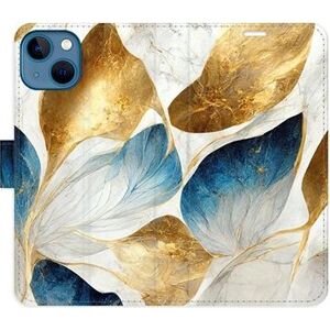 iSaprio flip puzdro GoldBlue Leaves na iPhone 13