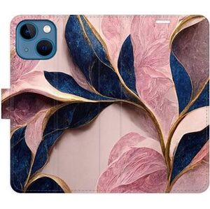 iSaprio flip pouzdro Pink Leaves pro iPhone 13 mini