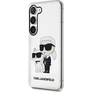 Karl Lagerfeld IML Glitter Karl and Choupette NFT Zadný Kryt na Samsung Galaxy S23 Transparentný