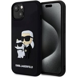 Karl Lagerfeld 3D Rubber Karl and Choupette Zadný Kryt na iPhone 15 Black