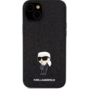 Karl Lagerfeld Fixed Glitter Metal Ikonik Zadný Kryt na iPhone 15 Plus Black