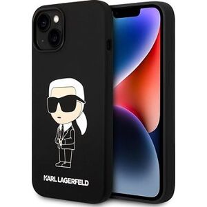 Karl Lagerfeld Liquid Silicone Ikonik NFT Zadný Kryt pre iPhone 15 Black