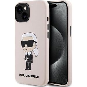Karl Lagerfeld Liquid Silicone Ikonik NFT Zadný Kryt pre iPhone 15 Pink