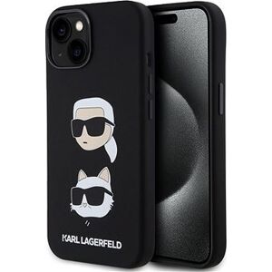 Karl Lagerfeld Liquid Silicone Karl and Choupette Heads Zadný Kryt pre iPhone 15 Black