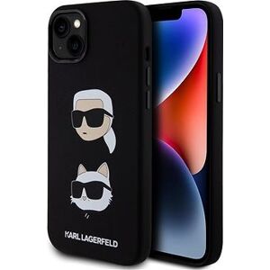 Karl Lagerfeld Liquid Silicone Karl and Choupette Heads Zadný Kryt pre iPhone 15 Plus Black