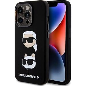 Karl Lagerfeld Liquid Silicone Karl and Choupette Heads Zadný Kryt pre iPhone 15 Pro Black