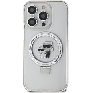 Karl Lagerfeld Ringstand Karl and Choupette MagSafe Zadný Kryt pre iPhone 15 Pro White