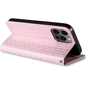 Magnet Strap knižkové kožené puzdro na iPhone 12 Pro, ružové