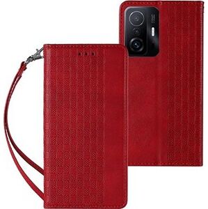Magnet Strap knižkové kožené puzdro na Samsung Galaxy A12 5G, červené