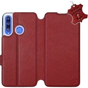 Flip pouzdro na mobil Honor 20 Lite - Tmavě červené - kožené - Dark Red Leather