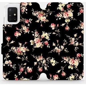 Flipové puzdro na mobil Samsung Galaxy A51 – VD02S Kvety na čiernom