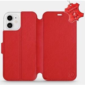 Flipové puzdro na mobil Apple iPhone 12 – Červené – kožené – Red Leather